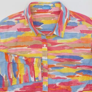 J McLaughlin Lois Button Up Watercolor Button Up Shirt Women's Medium Resortwear